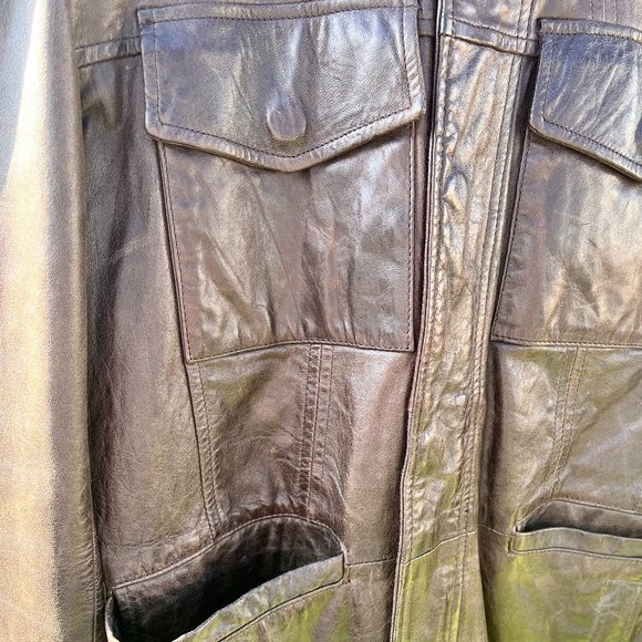 Full Circle Men's Brown Leather Jacket Size L - Picture 3 of 8